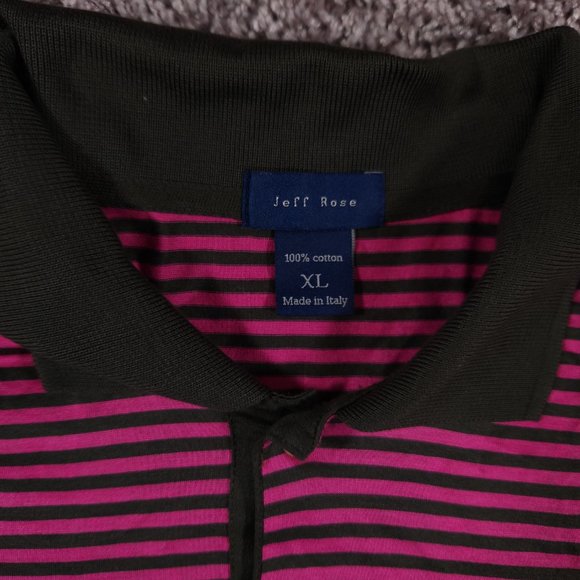 Jeff Rose Polo Shirt Mens XL Pink Stripes Short Sleeves Golfing Pullover Top - Picture 6 of 13